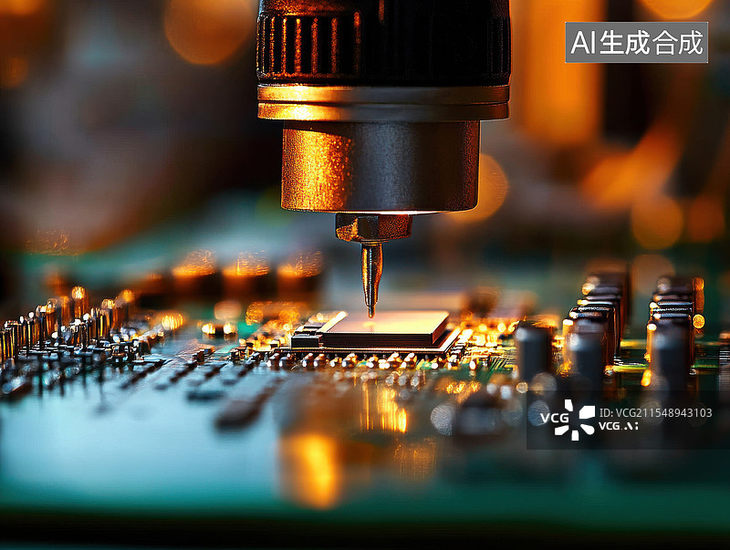【AI数字艺术】现代微处理器的生产背景图片素材