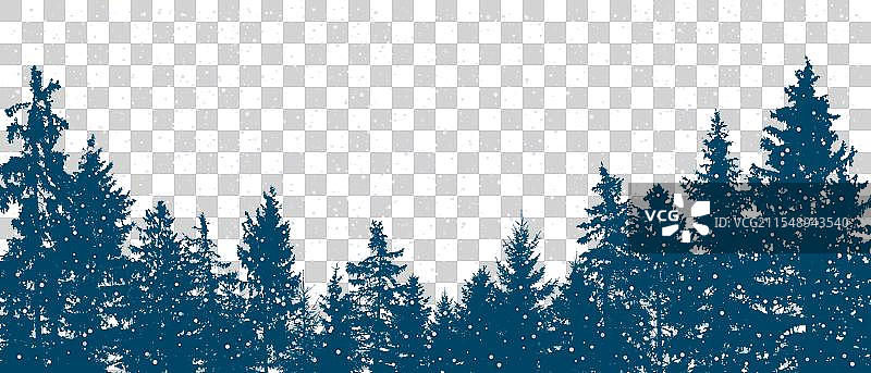 美丽的针叶冬季森林风景图片素材