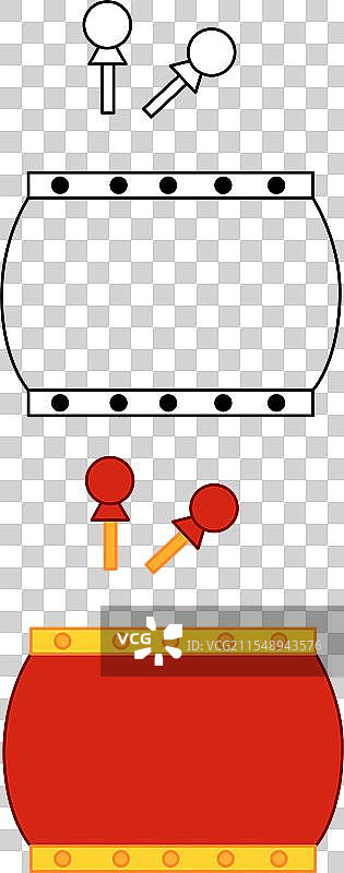 中国传统鼓的卡通形象，独立于背景图片素材