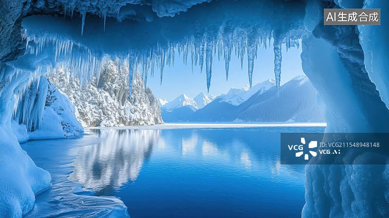 【AI数字艺术】雪地冰洞风光图片素材