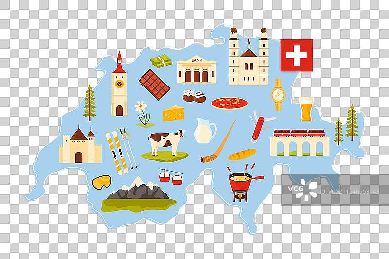 瑞士旅行贴纸集图片素材