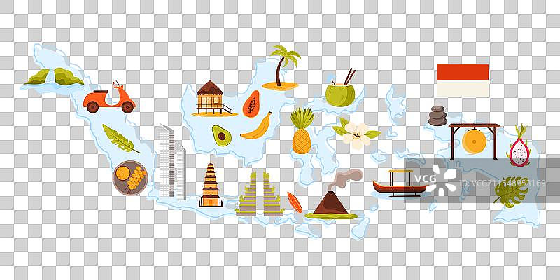 印尼文化元素、地标和美食图片素材