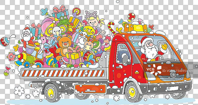 圣诞老人驾驶的卡车图片素材