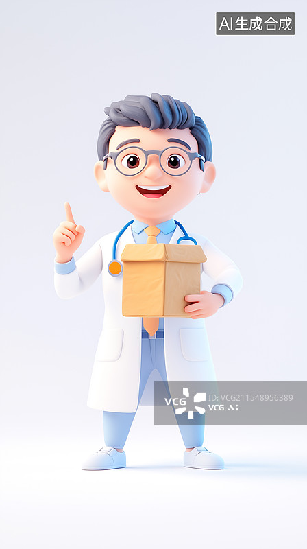 【AI数字艺术】3D卡通医生图片素材