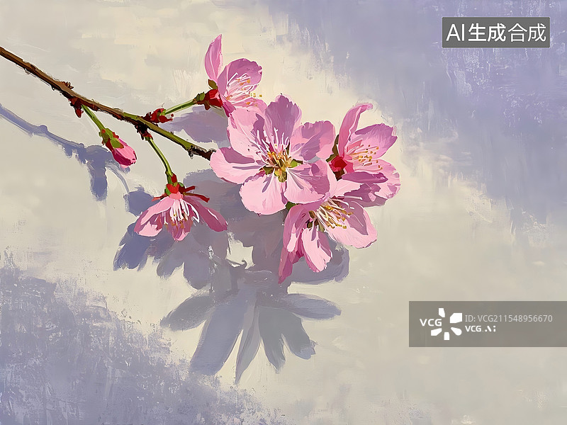 【AI数字艺术】油画樱花装饰背景装饰左上图片素材