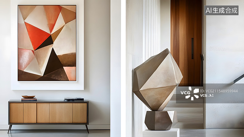 【AI数字艺术】现代艺术装饰的雅致空间图片素材