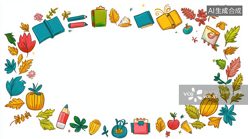 【AI数字艺术】通用版画海报插画卡通留白背景，中间留白图片素材