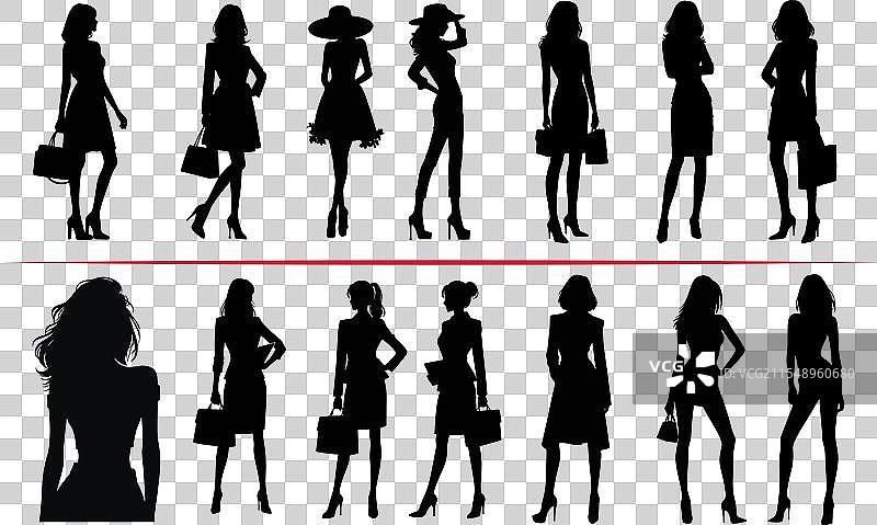 商务女性行走的剪影图片素材