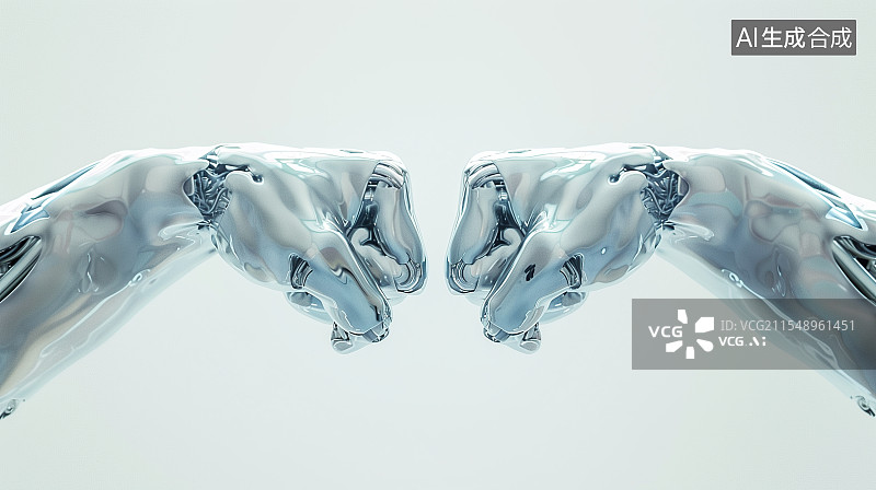 【AI数字艺术】两只击掌的白色机械手图片素材
