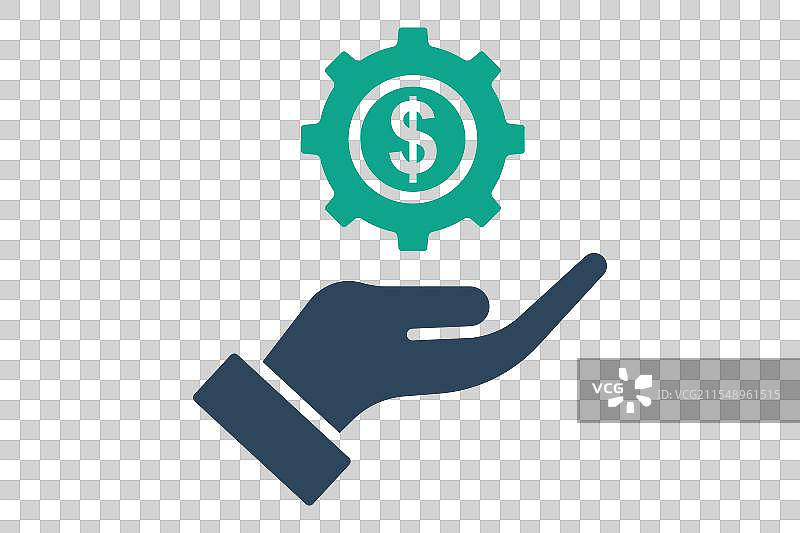 补偿图标 实心图标风格 手与齿轮图片素材