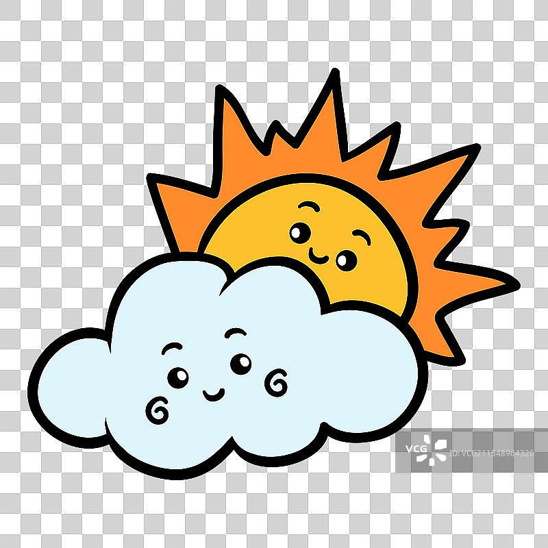 儿童卡通，阳光和白云图片素材