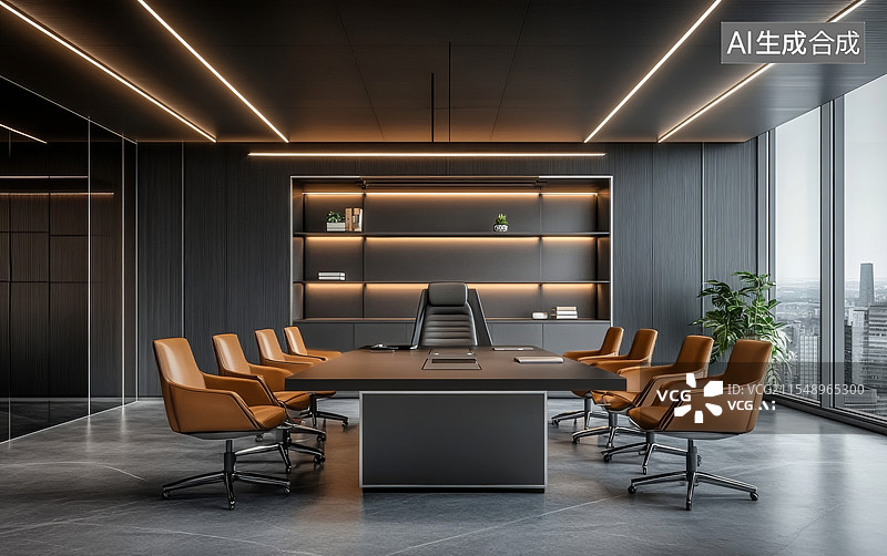 【AI数字艺术】办公室写字楼会议室背景素材图片素材