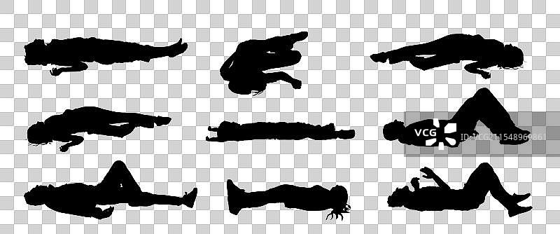 受伤的无意识男子躺下的轮廓图片素材