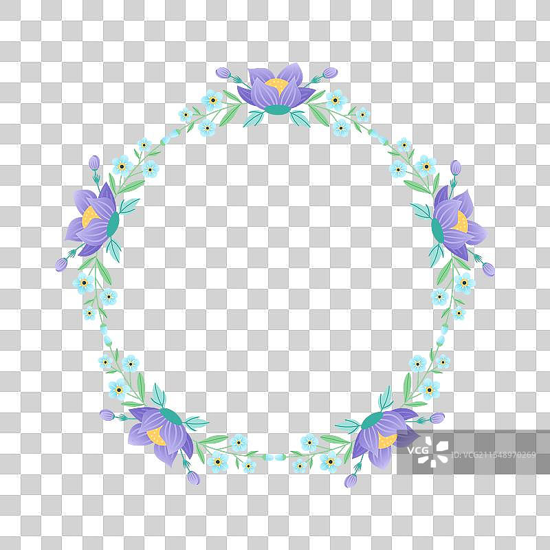 圆形花卉框架，带有花朵的圆形框架图片素材