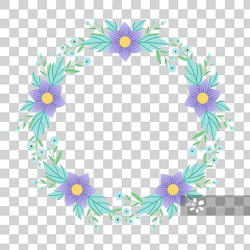 圆形花卉框架，带有花朵的圆形框架图片素材