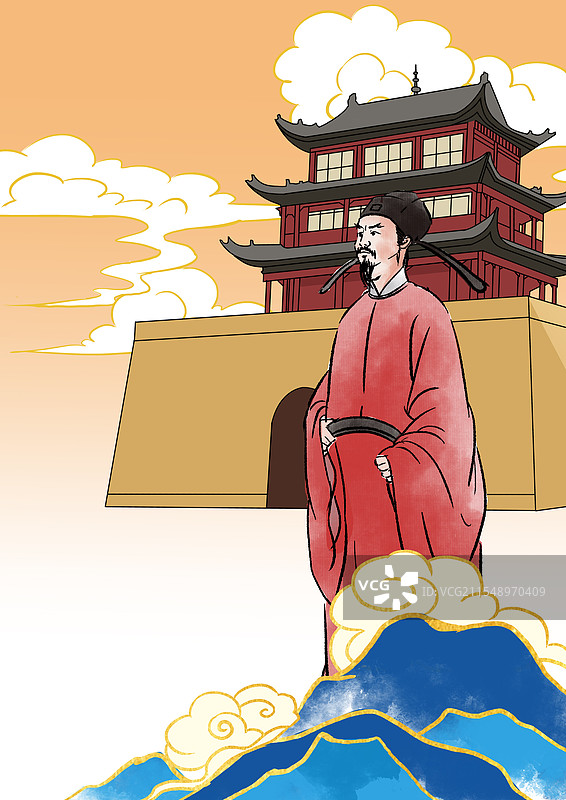 中国风新中式古风古典传统文化古装古人古代古时候历史文化宋代宋朝民族英雄文天祥资讯插画图片素材