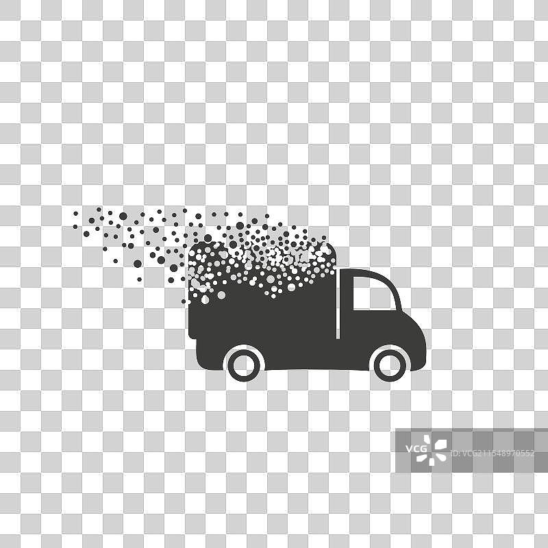 移动卡车在泡泡云中消失图片素材