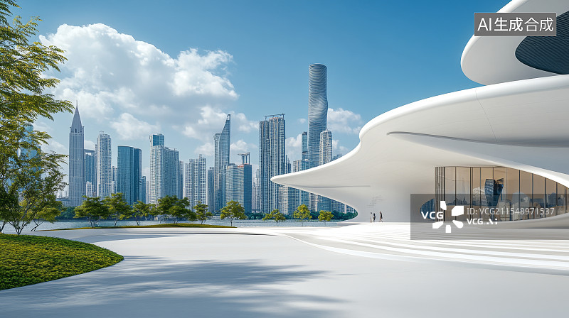 【AI数字艺术】现代曲线 建筑户外广场图片素材