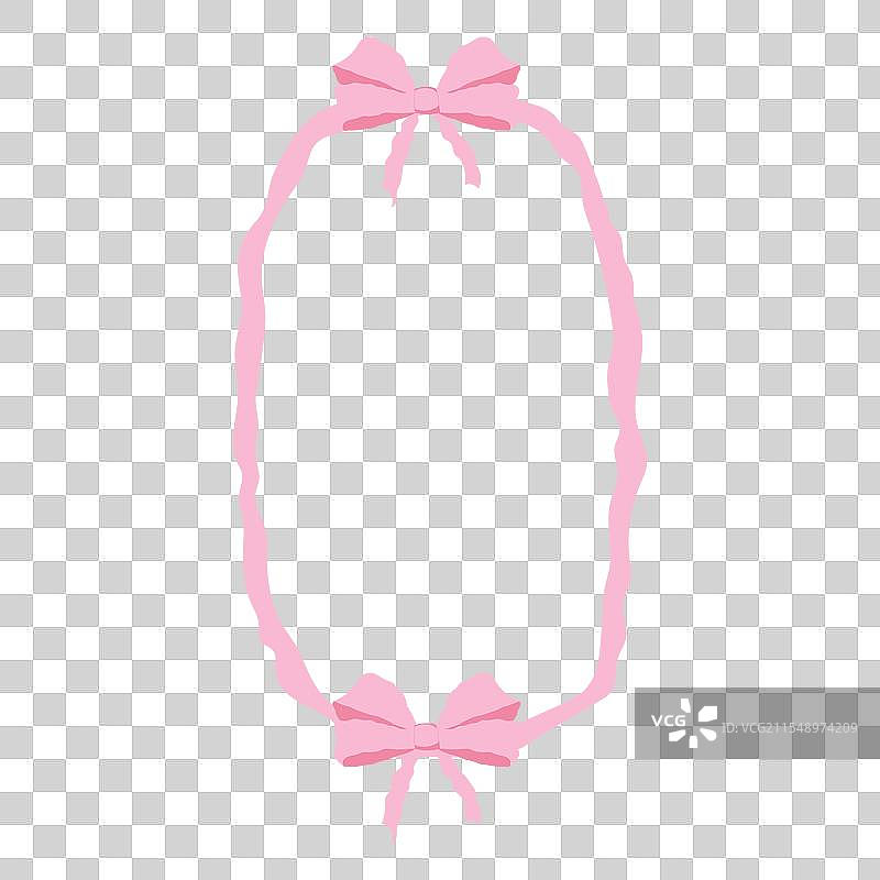 俏皮的粉色框架，丝带蕾丝蝴蝶结，粉色波浪纹理图片素材