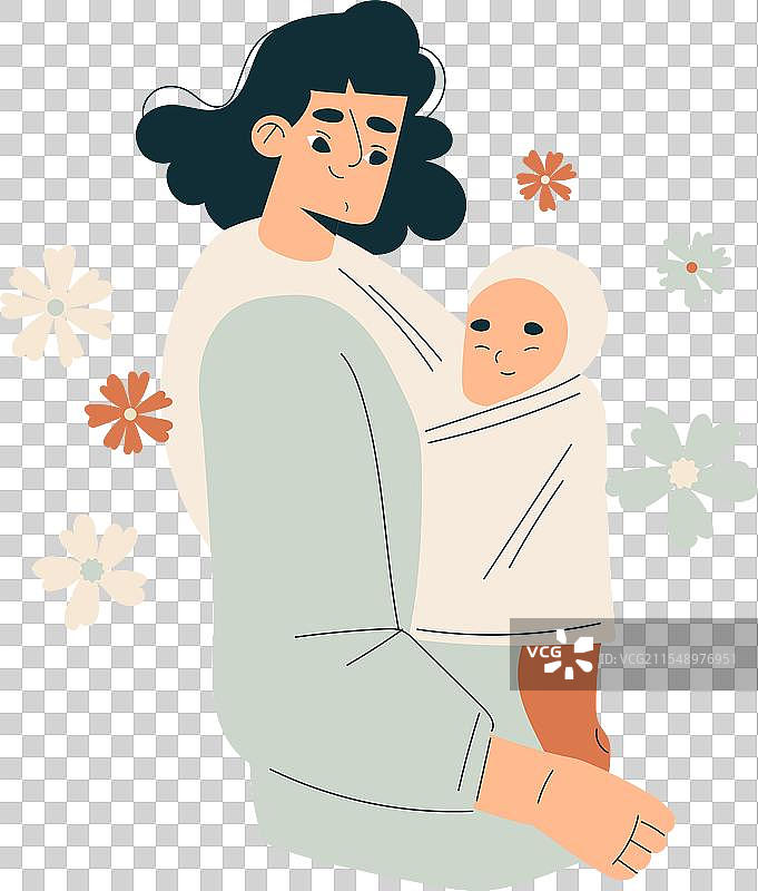 年轻女性抱着新生儿图片素材