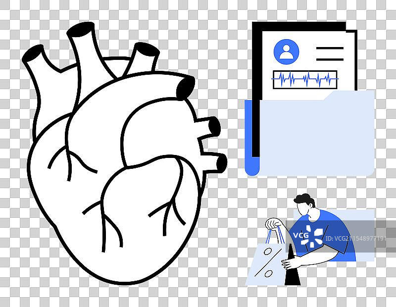 人类心脏解剖图与医学文件图片素材