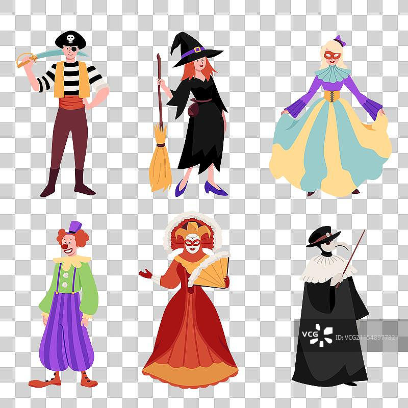 身穿传统威尼斯狂欢节服装的人们图片素材