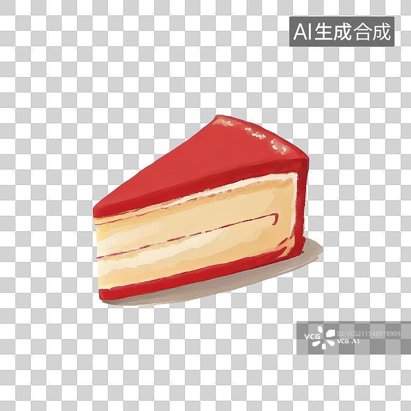 【AI数字艺术】治愈系手绘插画，慕斯蛋糕，红丝绒蛋糕，甜点美食下午茶免抠元素图片素材