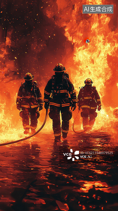 【AI数字艺术】火灾消防安全插画图片素材