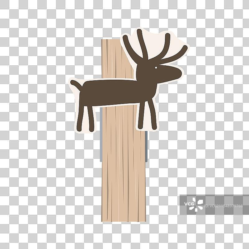 装饰有卡通图案的小木衣夹图片素材