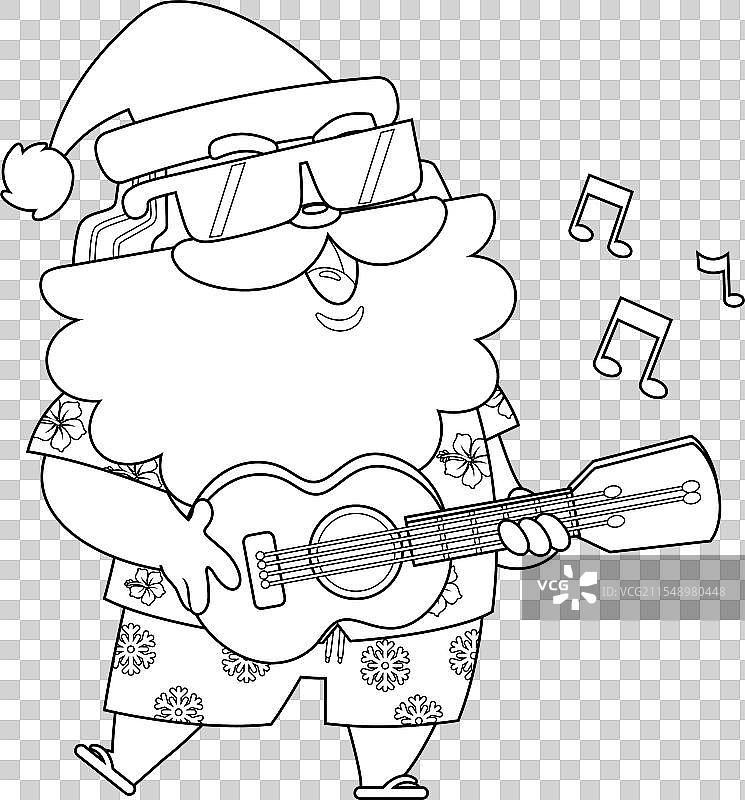 轮廓化的快乐夏季圣诞老人图片素材