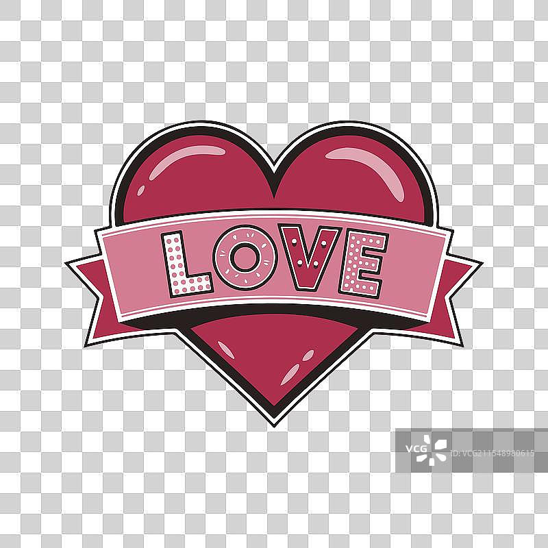 红色心形与丝带图片素材