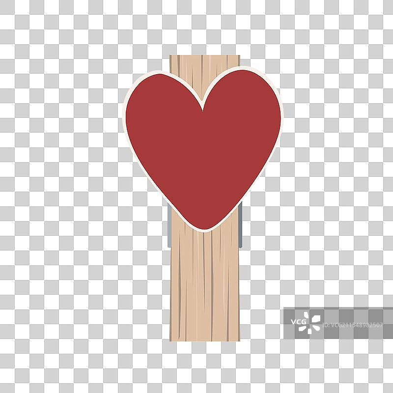 装饰有可爱心形图案的小木衣夹图片素材