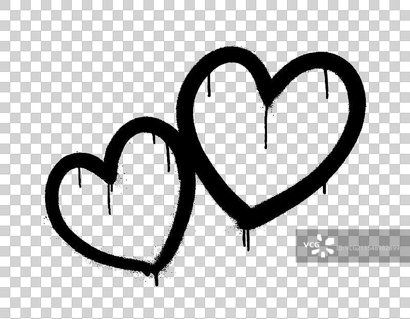 白色背景上的黑色喷涂涂鸦心形图案图片素材
