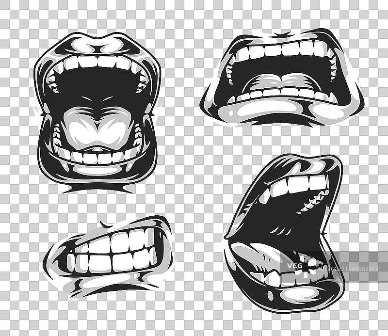 黑色背景上的张嘴表情图片素材