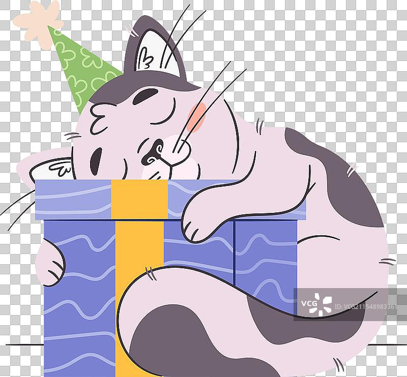 快乐的小猫与生日礼物图片素材