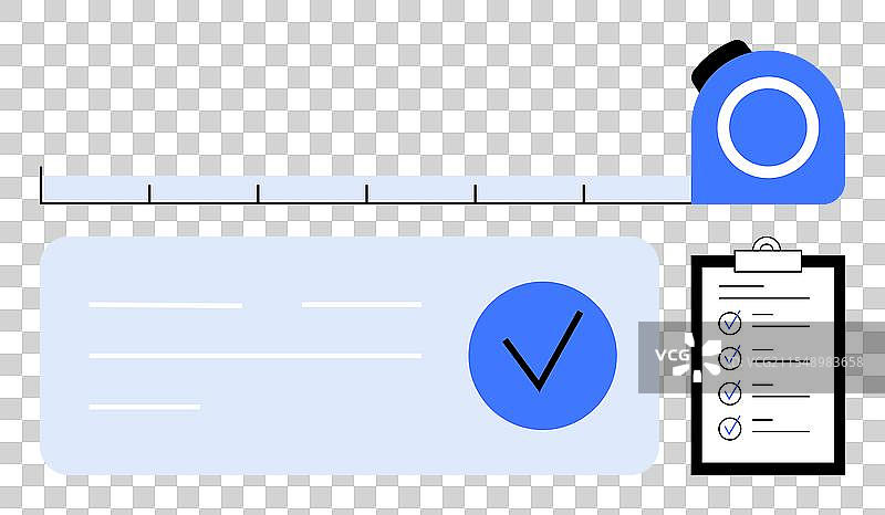 测量带、勾选标记在表单和清单上图片素材