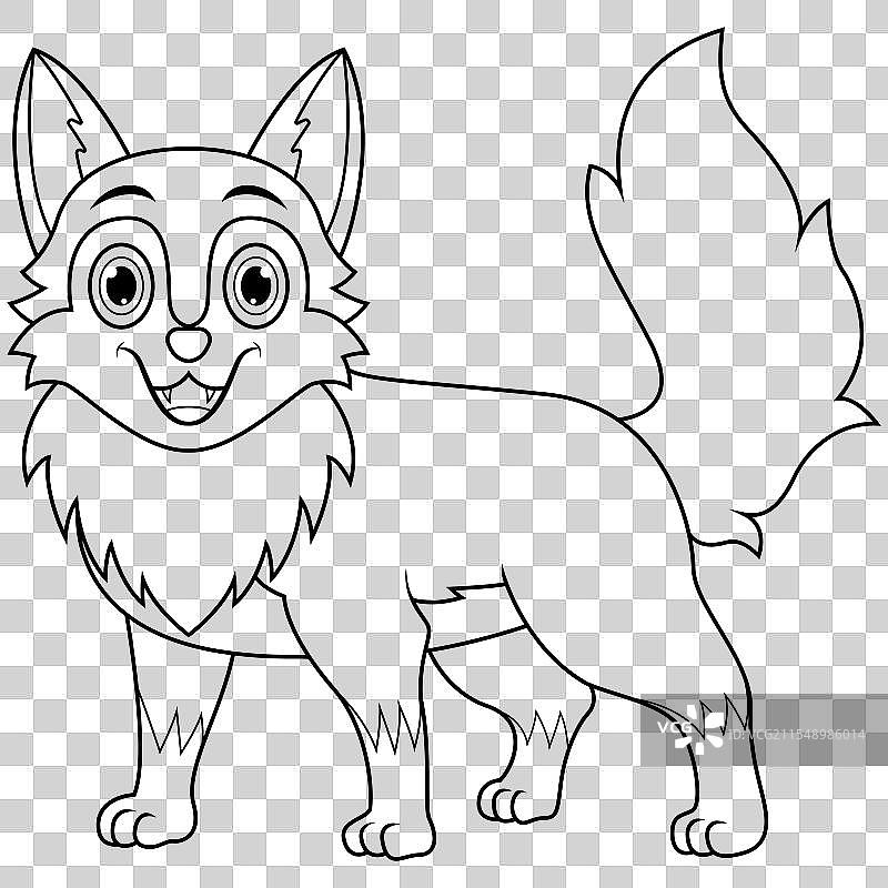 可爱的卡通狼线条艺术图片素材