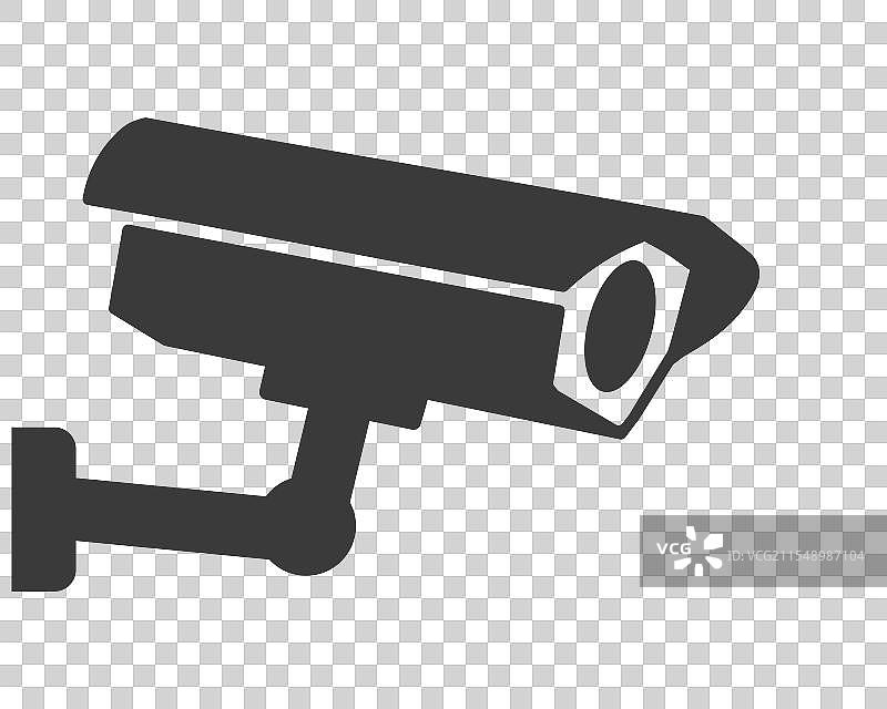 警告：黄色和黑色的安全摄像头正在使用中符号图片素材