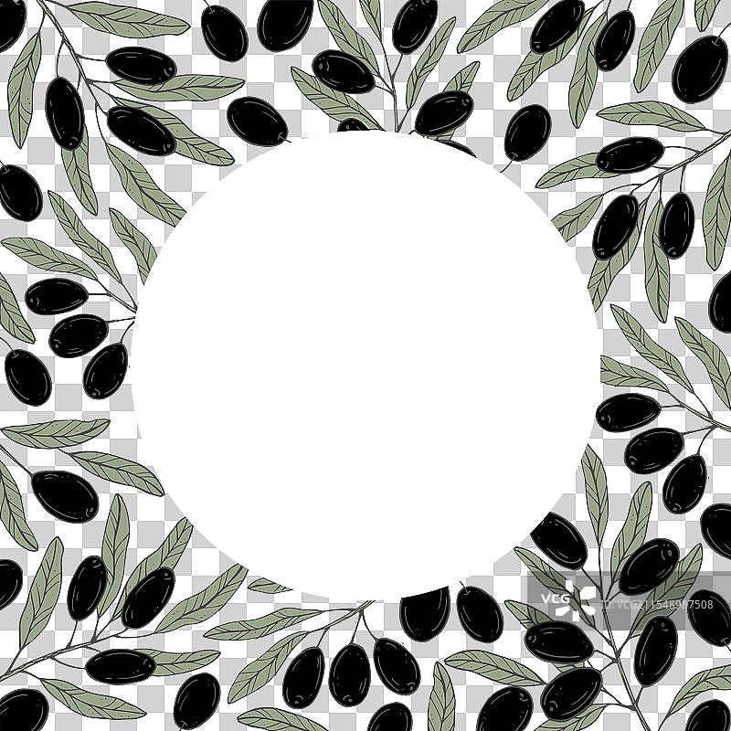 黑色和绿色的植物图案框架图片素材