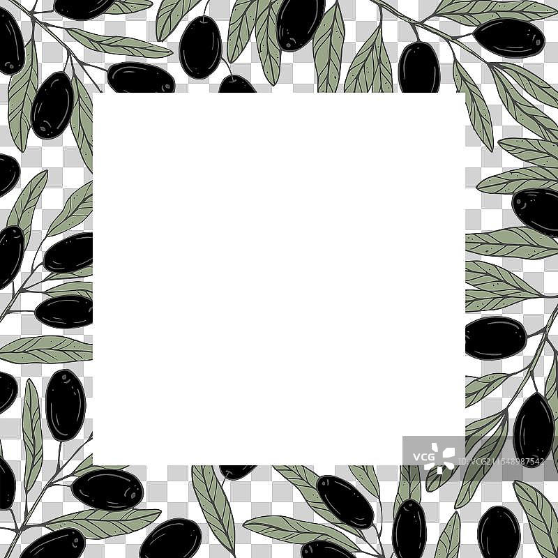 黑色和绿色的植物图案框架图片素材