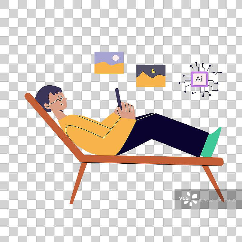 人工智能概念与人们的扁平化设计图片素材