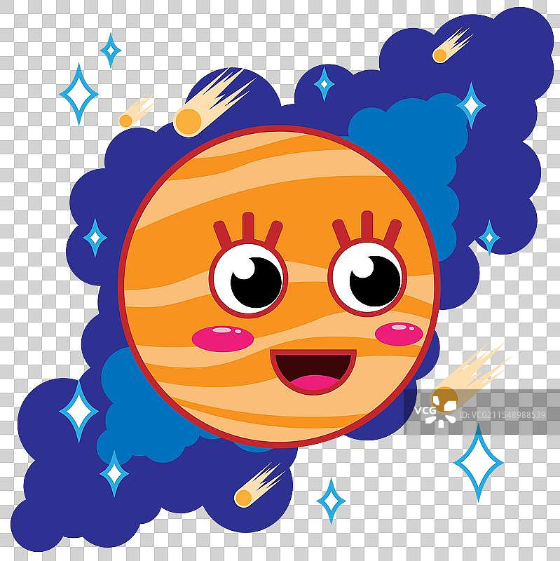可爱的橙色行星在太空中，漂亮的角色图片素材