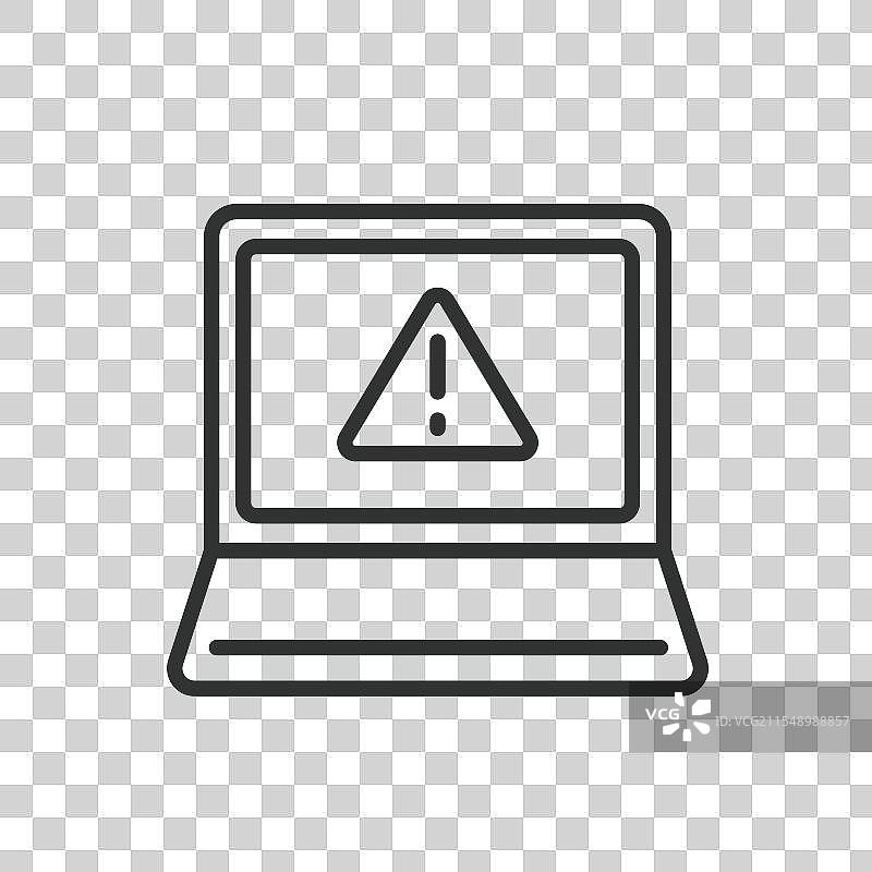 笔记本电脑错误图标的线条设计图片素材
