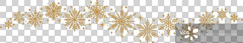 冬季金色雪花边框波浪剪贴画图片素材