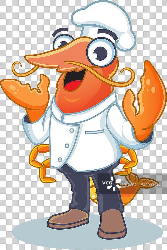 虾形吉祥物厨师角色设计图片素材