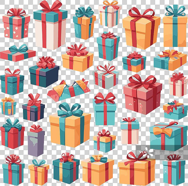 装饰有蝴蝶结和丝带的礼品盒图片素材