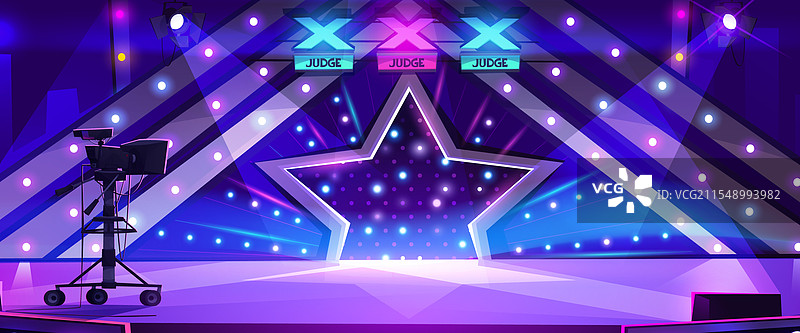 才艺表演舞台，配有摄像机和聚光灯图片素材