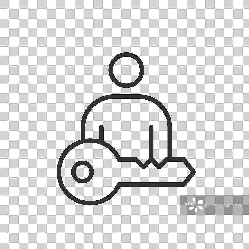 个人钥匙图标，线条设计图片素材