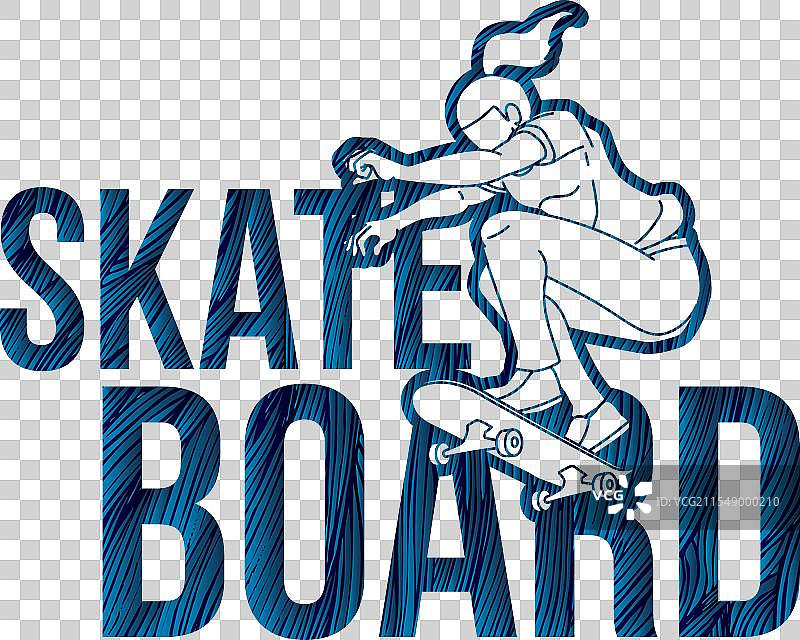 女性滑板运动员的滑板动作图片素材