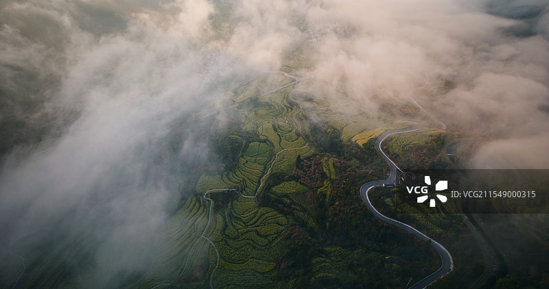 航拍新农村田园风光图片素材